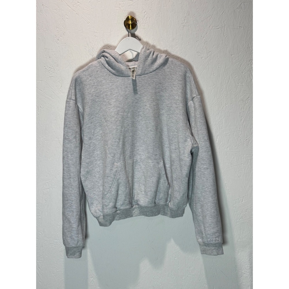Skims Cotton Fleece Pullover Hoodie Light Heather Grey Large L Sweatshirt